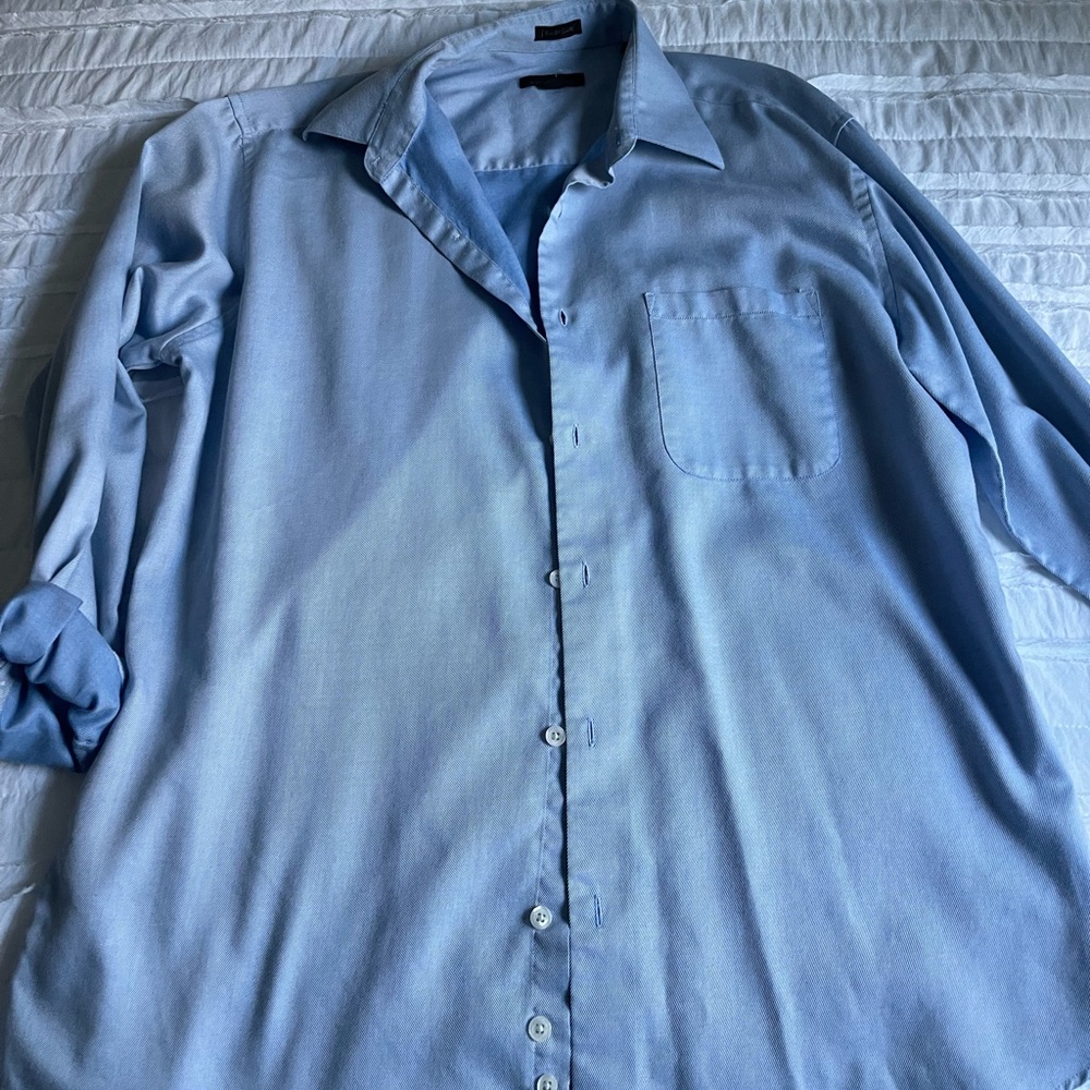 Blue button up polo